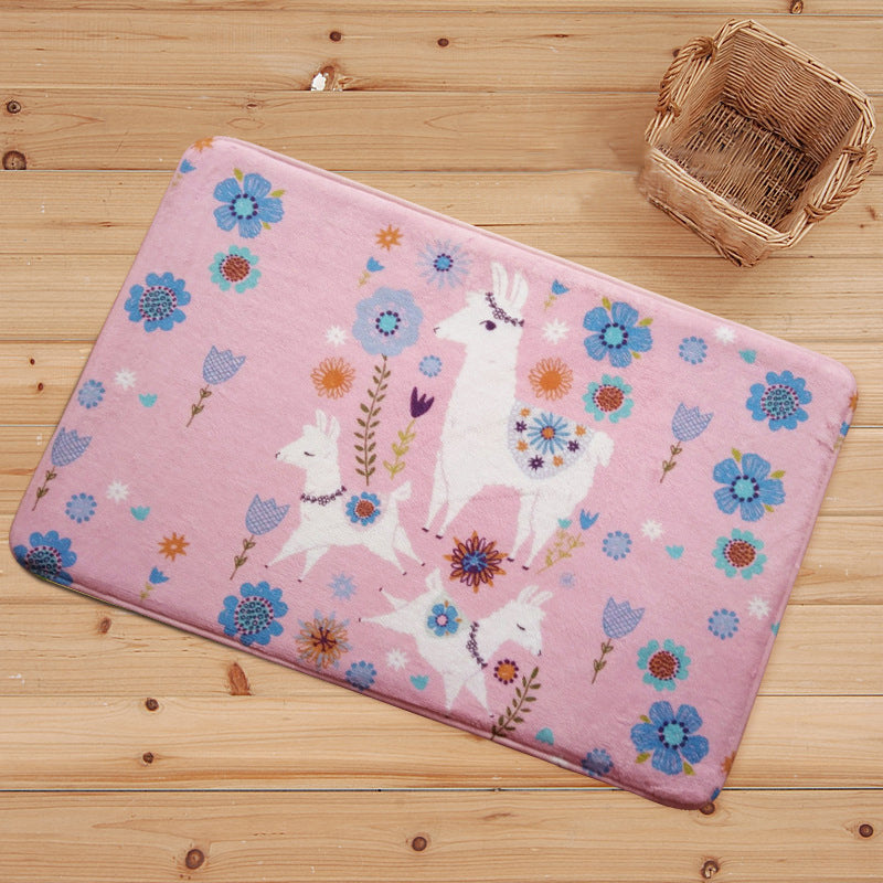 Stornfield | Blue and black alpaca animal print stain-resistant polyester kids' bedroom rug