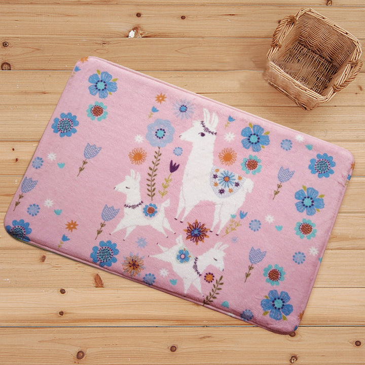 Stornfield | Blue and black alpaca animal print stain-resistant polyester kids' bedroom rug