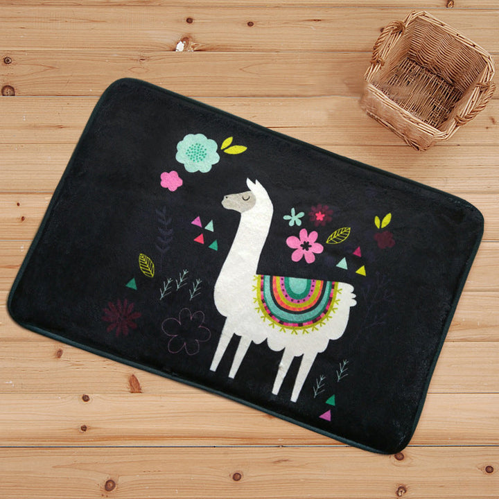 Stornfield | Blue and black alpaca animal print stain-resistant polyester kids' bedroom rug