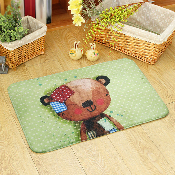 Stornfield | Blue and Green Children's Bedroom Rug Animal Pattern Kids Bear Rabbit Bee Machine Washable Polyester Rug