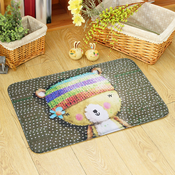 Stornfield | Blue and Green Children's Bedroom Rug Animal Pattern Kids Bear Rabbit Bee Machine Washable Polyester Rug