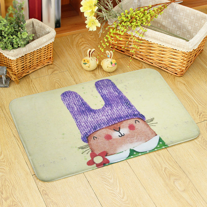 Stornfield | Blue and Green Children's Bedroom Rug Animal Pattern Kids Bear Rabbit Bee Machine Washable Polyester Rug
