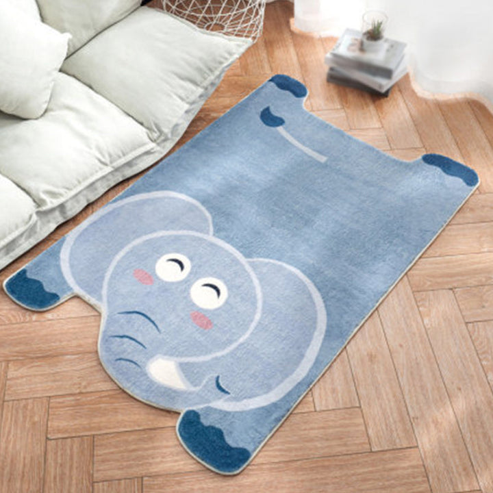 Stornfield | Unique Irregular Children's Rug White and Pink Polyester Animal Lion Panda Pattern Non-Slip Mat for Kids' Room