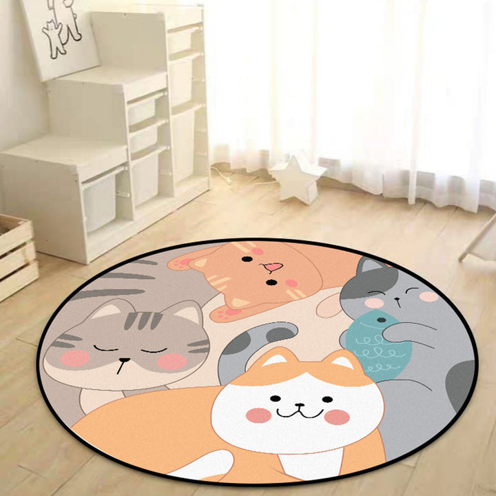 Stornfield | Kids' Bedroom Rug in Yellow and Brown with Cat Fish Animal Pattern, Polyester Rug, Non-Slip Backing, Washable Rug