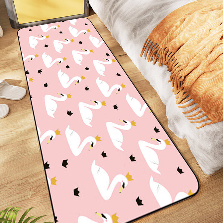 Stornfield | Pink Animal Swan Crown Pattern Casual Kids Rug Non-Slip Polyester Carpet for Children's Room