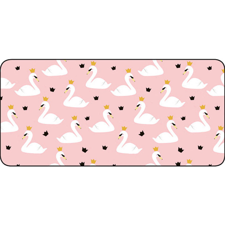 Stornfield | Pink Animal Swan Crown Pattern Casual Kids Rug Non-Slip Polyester Carpet for Children's Room