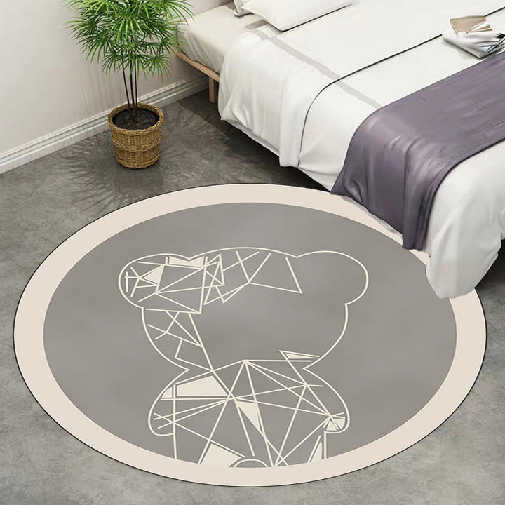 Stornfield | Beautiful Grey and Brown Children's Rug with Geometric Animal Bear Design Polyester Stain Resistant Mat for Nursery Bedroom
