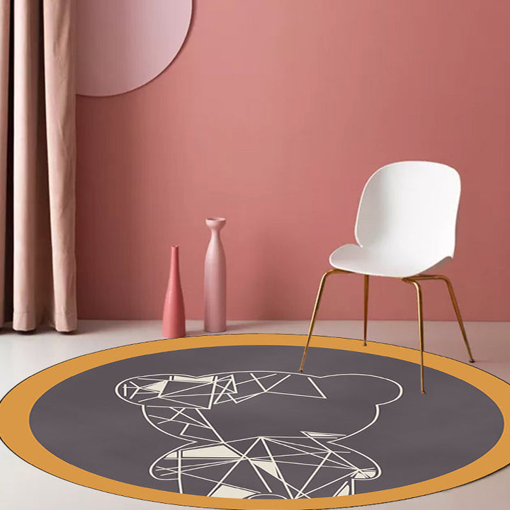 Stornfield | Beautiful Grey and Brown Children's Rug with Geometric Animal Bear Design Polyester Stain Resistant Mat for Nursery Bedroom