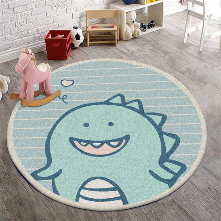 Stornfield | Unique Green Dinosaur Animal Stripe Heart Pattern Anti-Slip Polyester Rug for Kids' Room