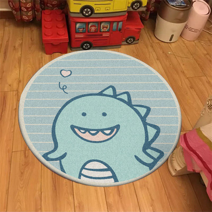 Stornfield | Unique Green Dinosaur Animal Stripe Heart Pattern Anti-Slip Polyester Rug for Kids' Room