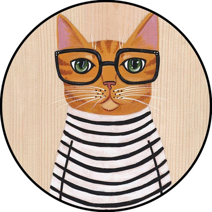 Stornfield | Green and Blue Cat Animal Print Glass Kids Bedroom Rug Pet-Friendly Polyester Rug