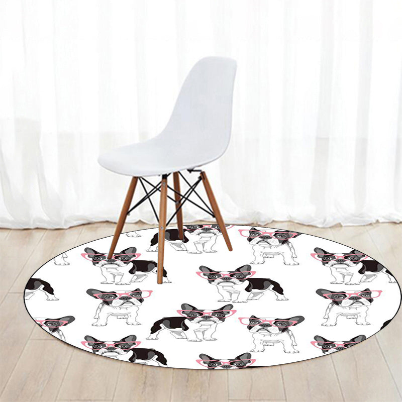 Stornfield | Unique Polyester Kids Rug with Dog Food Pattern in White and Brown, Stain-Resistant Rug for Children's Room