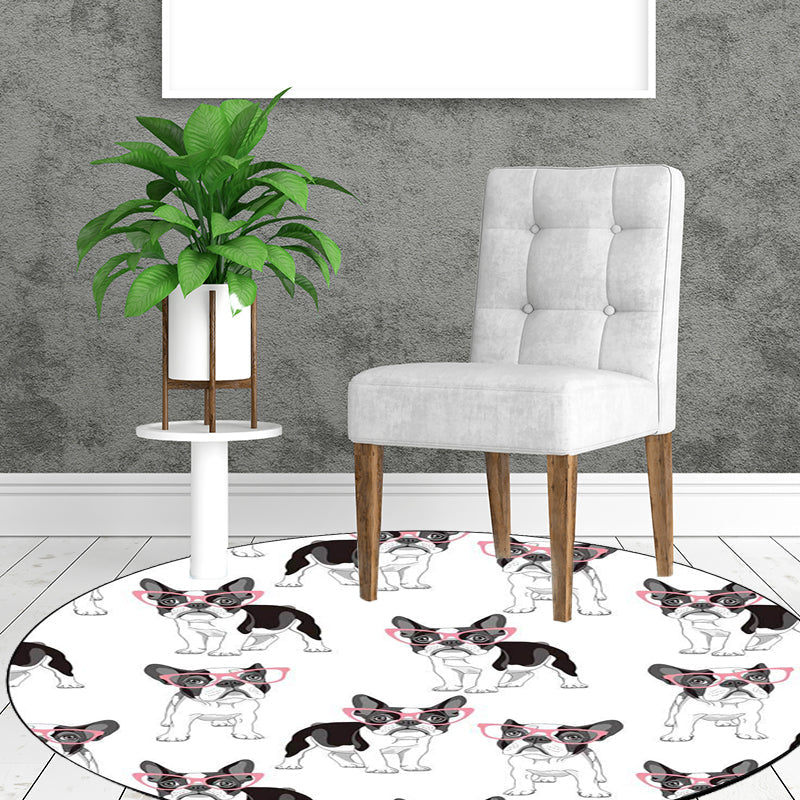 Stornfield | Unique Polyester Kids Rug with Dog Food Pattern in White and Brown, Stain-Resistant Rug for Children's Room