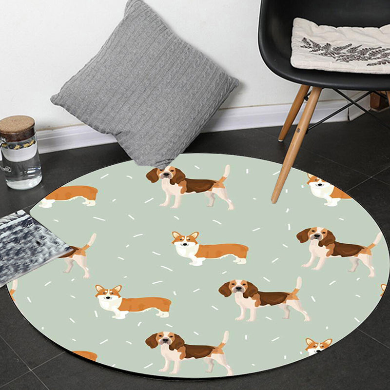 Stornfield | Unique Polyester Kids Rug with Dog Food Pattern in White and Brown, Stain-Resistant Rug for Children's Room