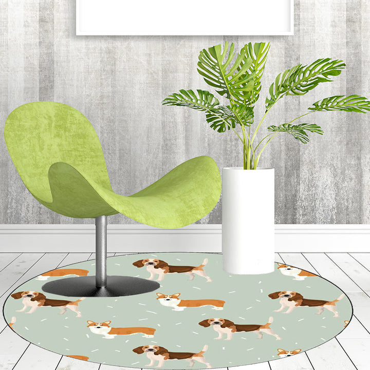 Stornfield | Unique Polyester Kids Rug with Dog Food Pattern in White and Brown, Stain-Resistant Rug for Children's Room