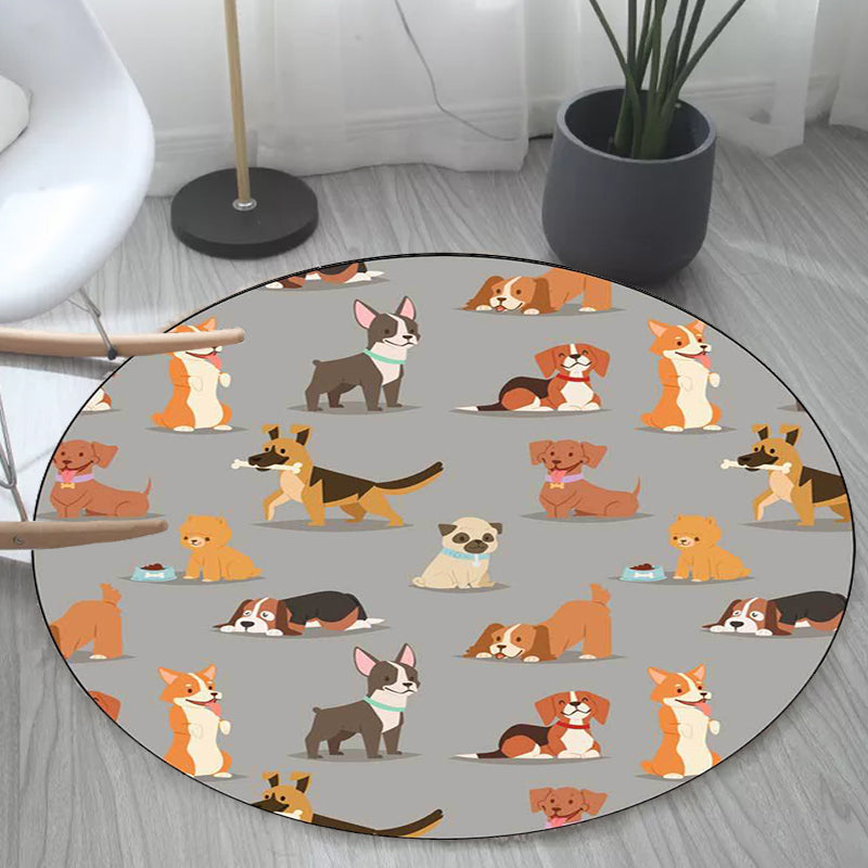 Stornfield | Unique Polyester Kids Rug with Dog Food Pattern in White and Brown, Stain-Resistant Rug for Children's Room