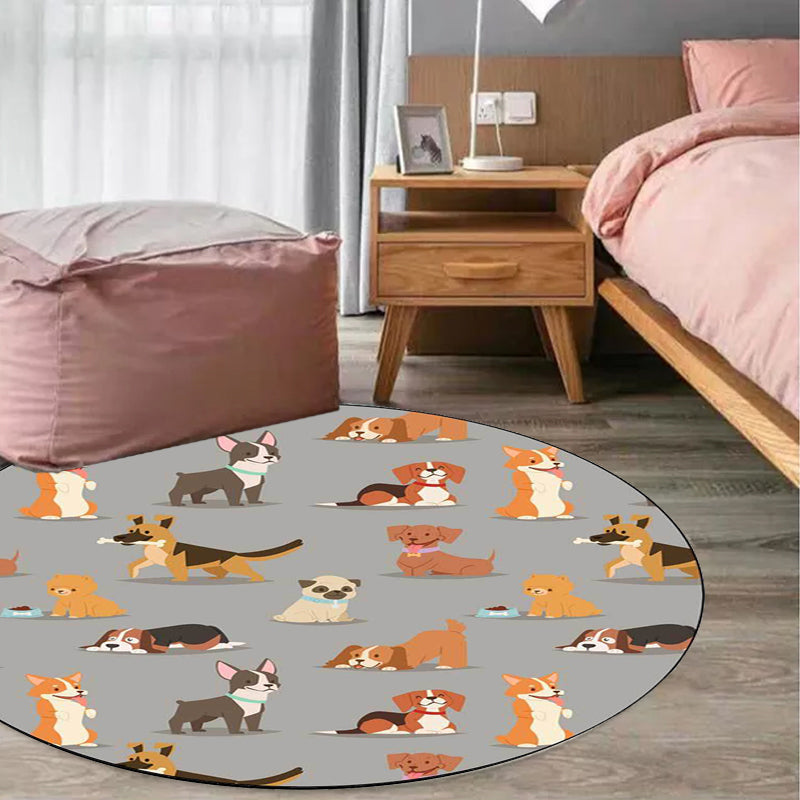 Stornfield | Unique Polyester Kids Rug with Dog Food Pattern in White and Brown, Stain-Resistant Rug for Children's Room