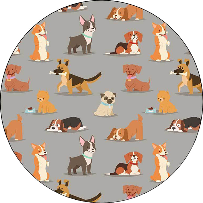 Stornfield | Unique Polyester Kids Rug with Dog Food Pattern in White and Brown, Stain-Resistant Rug for Children's Room