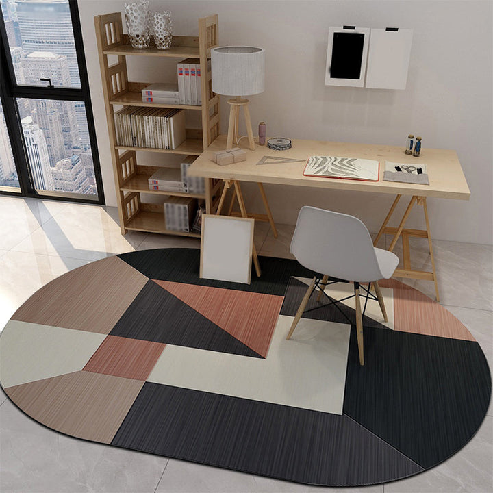 Stornfield | Modern Contemporary Irregular Rug in Black and Green Color Block Print, Non-Slip Polyester Carpet for Home Decoration