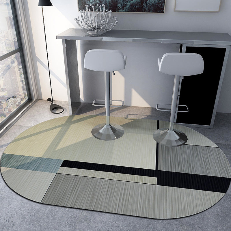 Stornfield | Modern Contemporary Irregular Rug in Black and Green Color Block Print, Non-Slip Polyester Carpet for Home Decoration
