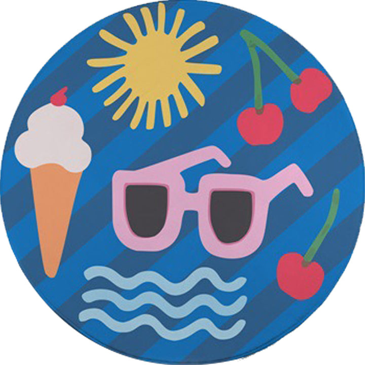 Stornfield | Children's Bedroom Rug in Yellow Food & Drink Cherry Ice Cream Glasses Printed Rug Polyester Pet-Friendly Rug