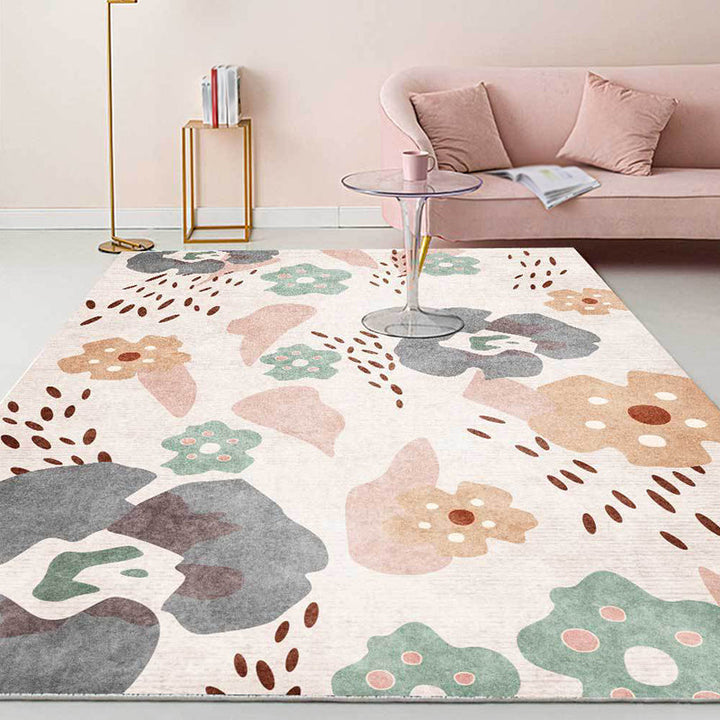 Stornfield | Pink Children's Bedroom Rug Floral Pattern Kids' Rug Polyester Rug Non-Slip Mat