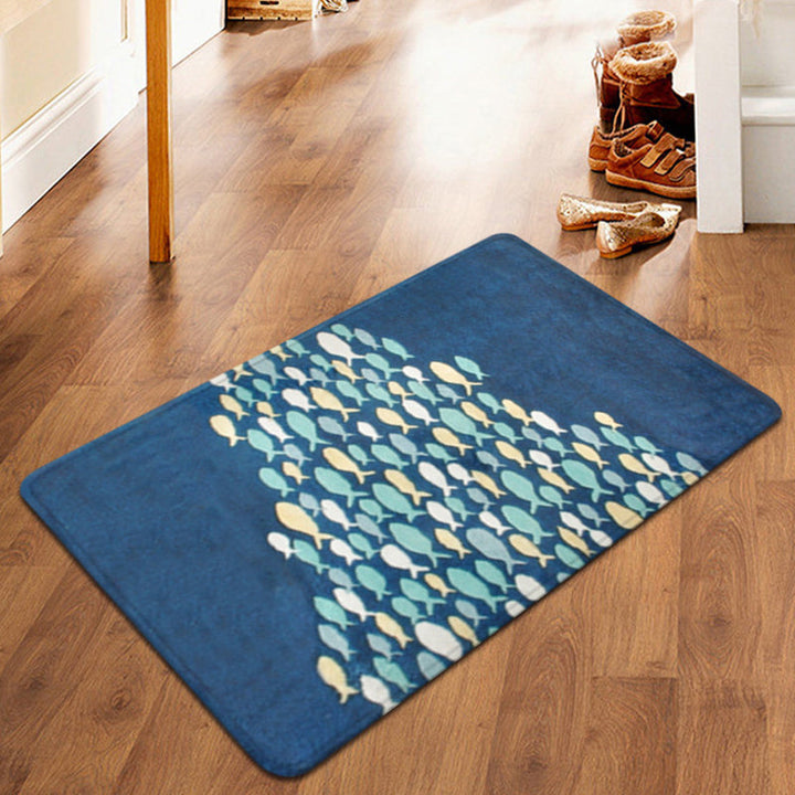 Stornfield | Beautiful blue children's rug with an animal fish pattern non-slip polyester rug for the children's room