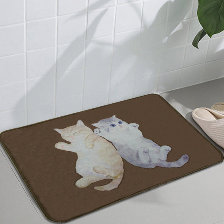 Stornfield | Children's Rugs Kids Room Polyester Brown Lying Cat Animal Print Washable Non-Slip Rug
