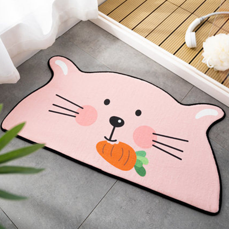 Stornfield | Kids Irregular Rug Children's Bedroom in Pink and Orange Animal Tiger Lion Rabbit Polyester Rug Stain-Resistant Area Rug