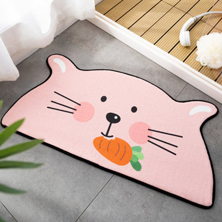 Stornfield | Kids Irregular Rug Children's Bedroom in Pink and Orange Animal Tiger Lion Rabbit Polyester Rug Stain-Resistant Area Rug