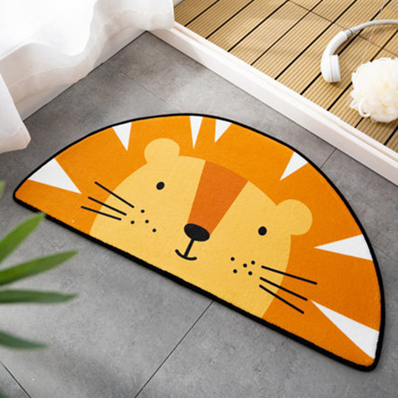 Stornfield | Kids Irregular Rug Children's Bedroom in Pink and Orange Animal Tiger Lion Rabbit Polyester Rug Stain-Resistant Area Rug