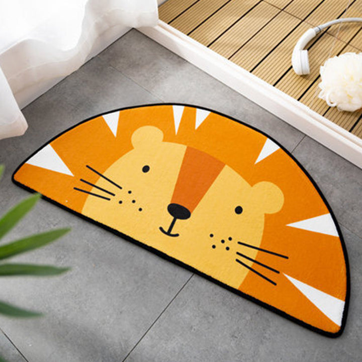 Stornfield | Kids Irregular Rug Children's Bedroom in Pink and Orange Animal Tiger Lion Rabbit Polyester Rug Stain-Resistant Area Rug
