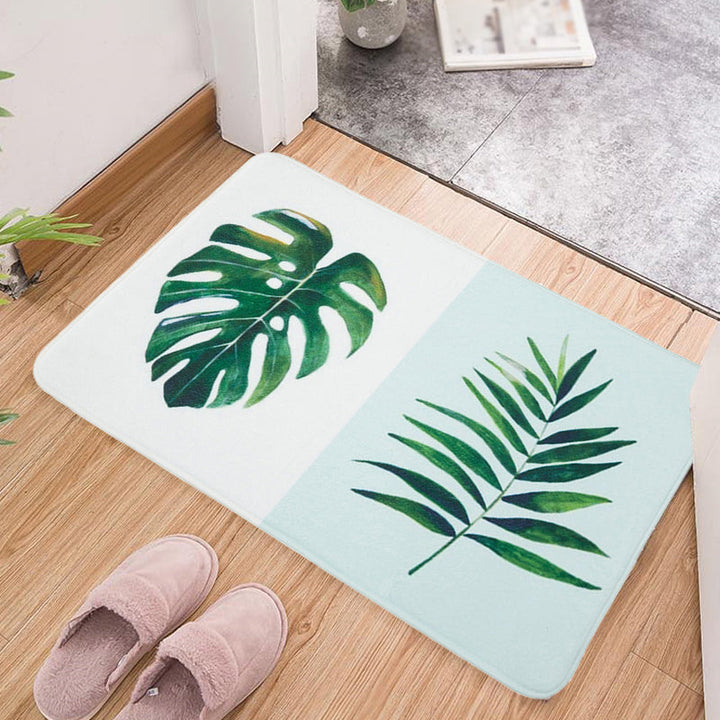 Stornfield | Green and Pink Children's Room Rug with Potted Plants and Botanical Leaf Pattern, Pet-Friendly Polyester Mat