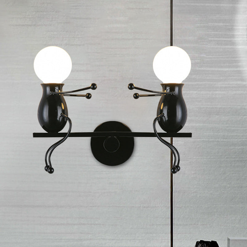 Stornfield | 2-Head Black/White/Red Metal Children's Sconce with Swing Arm