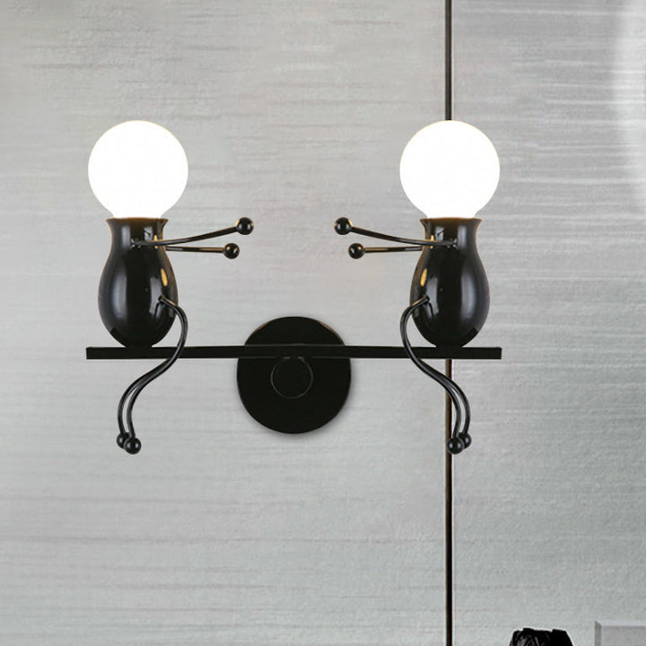 Stornfield | 2-Head Black/White/Red Metal Children's Sconce with Swing Arm