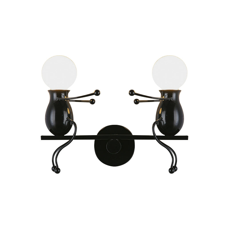 Stornfield | 2-Head Black/White/Red Metal Children's Sconce with Swing Arm