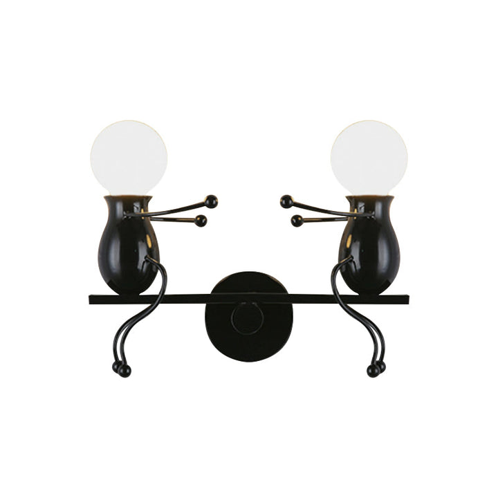 Stornfield | 2-Head Black/White/Red Metal Children's Sconce with Swing Arm