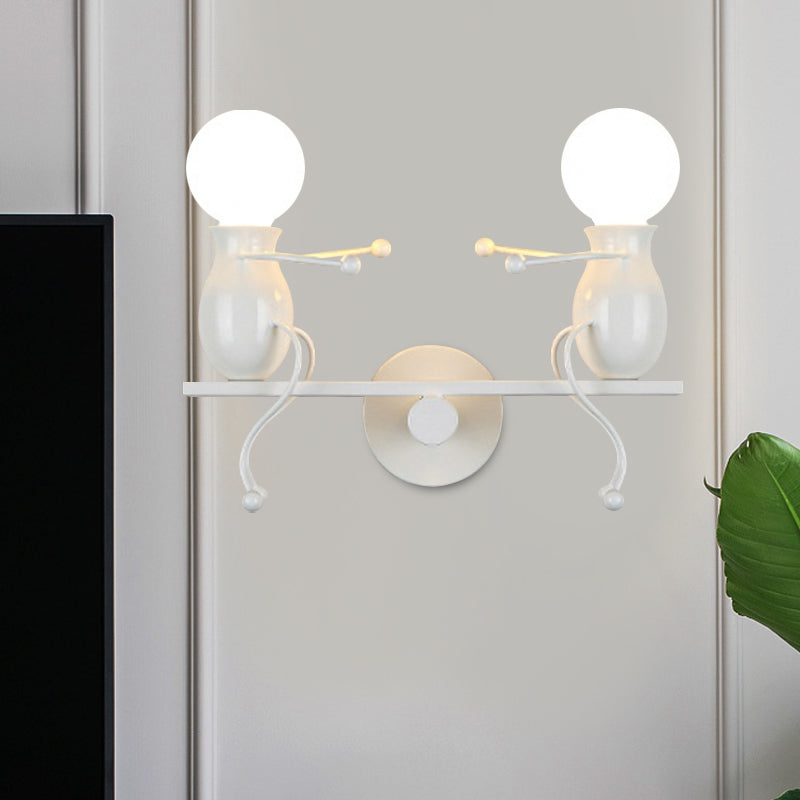 Stornfield | 2-Head Black/White/Red Metal Children's Sconce with Swing Arm