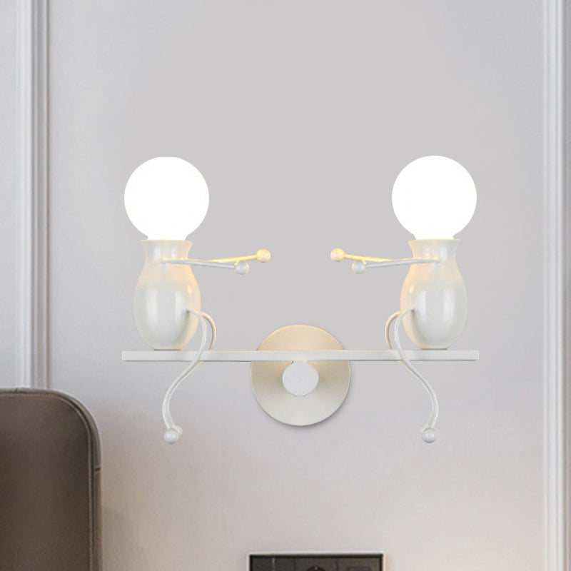 Stornfield | 2-Head Black/White/Red Metal Children's Sconce with Swing Arm