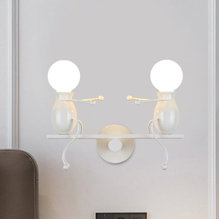 Stornfield | 2-Head Black/White/Red Metal Children's Sconce with Swing Arm