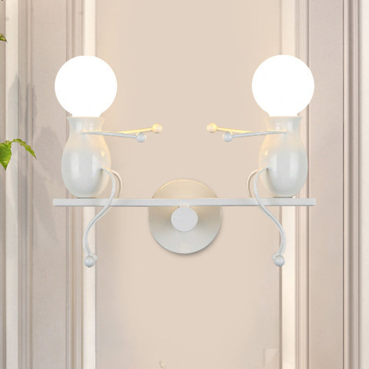 Stornfield | 2-Head Black/White/Red Metal Children's Sconce with Swing Arm