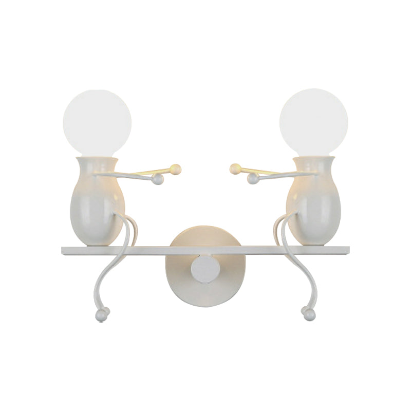 Stornfield | 2-Head Black/White/Red Metal Children's Sconce with Swing Arm