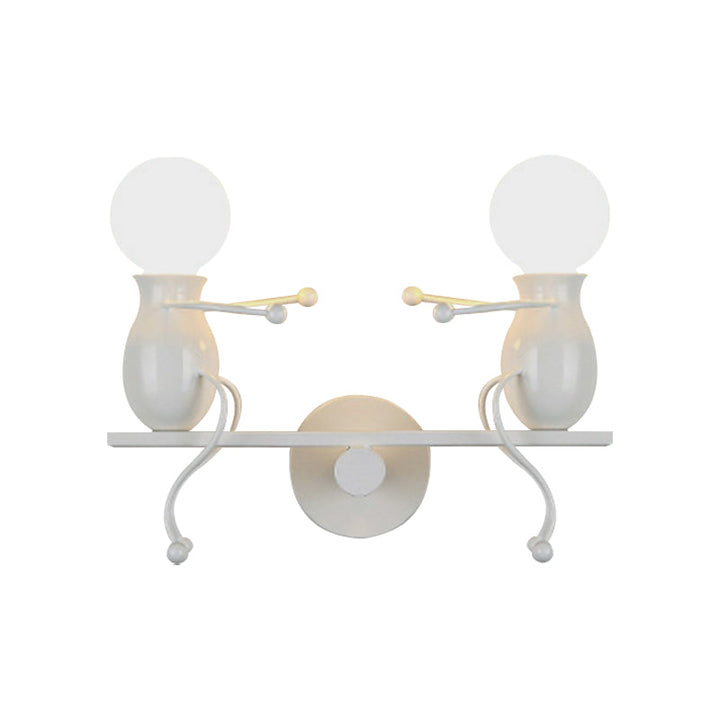 Stornfield | 2-Head Black/White/Red Metal Children's Sconce with Swing Arm