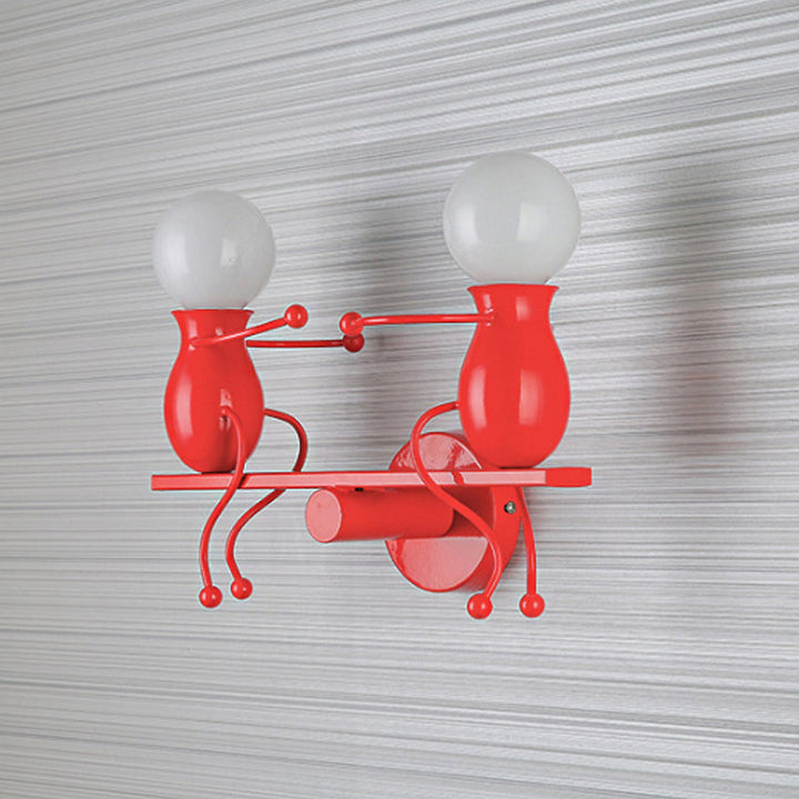 Stornfield | 2-Head Black/White/Red Metal Children's Sconce with Swing Arm