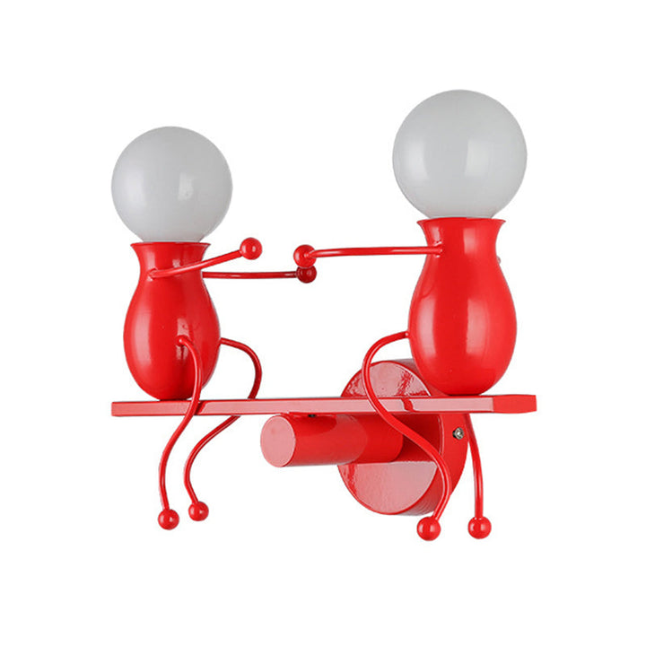 Stornfield | 2-Head Black/White/Red Metal Children's Sconce with Swing Arm