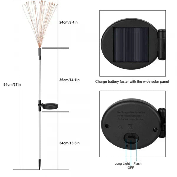 Stornfield | 4 Pieces Solar Firework Garden Lights - Weatherproof LED Decorative Lighting, Solar Powered for Garden and Patio