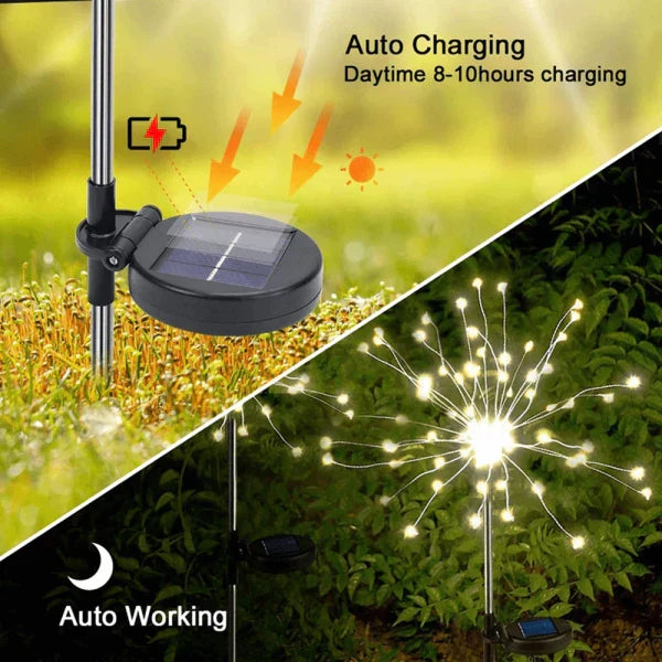 Stornfield | 4 Pieces Solar Firework Garden Lights - Weatherproof LED Decorative Lighting, Solar Powered for Garden and Patio