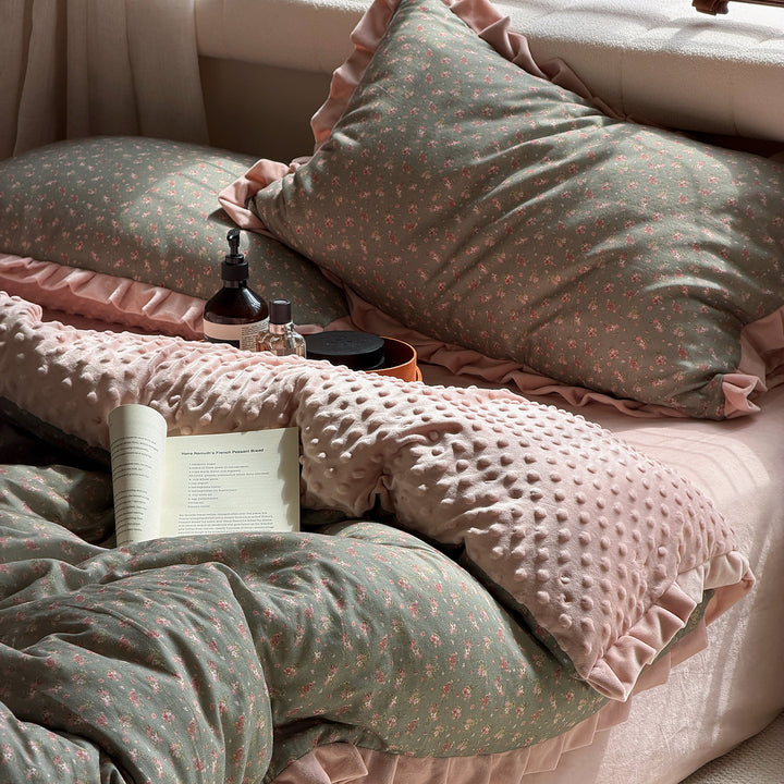 Winter bedding set, cotton gauze and plush, warming