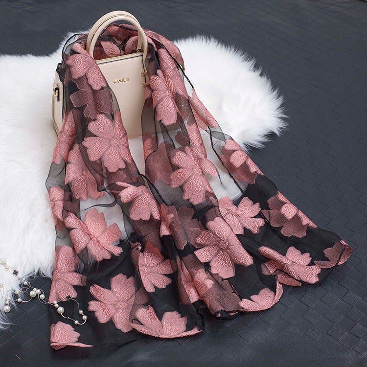 Stornfield | Silk scarf with cut flowers hollow motif
