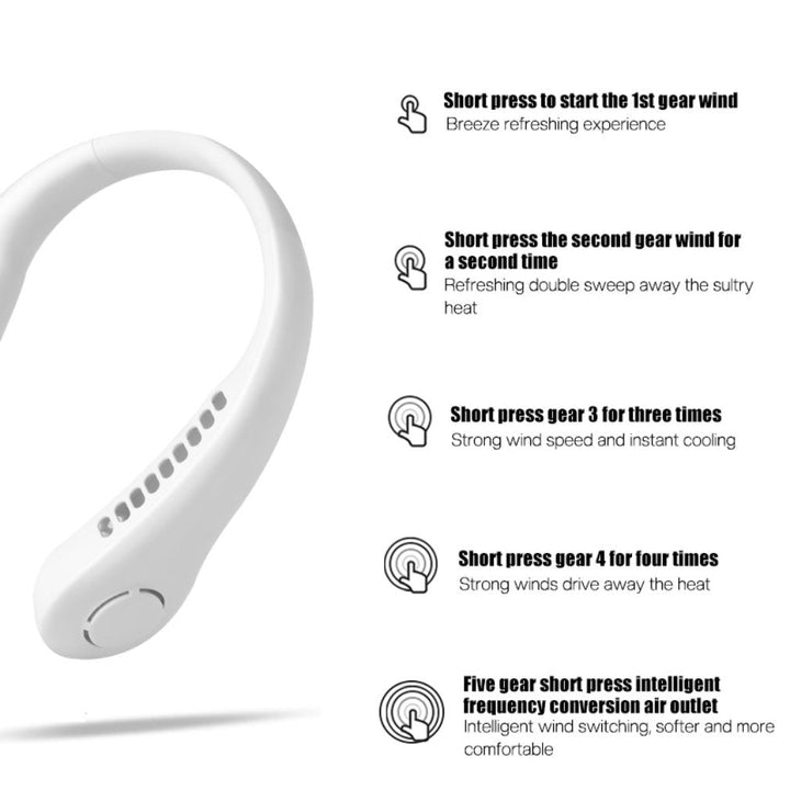 1pc Portable Neck Fan Electric Wireless Fan Rechargeable USB Mini Fan Bladeless Personal Fan Hanging Neck Cooler For Outdoor Sports | Stornfield